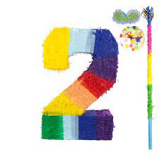 Photo 2 of kaimei Number Pinata Small Pinata for Birthday Anniversary Celebration Decoration Theme Party Cinco de Mayo Fiesta Supplies with Stick Multicolor Colorful Pinata 2