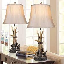 Photo 1 of * DAMAGED * 
Rustic Table Lamps for Living Room Set of 2, Farmhouse Antler Western 