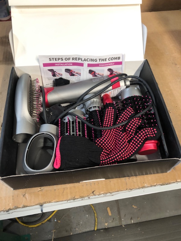 Photo 2 of * USED * 
6 in 1 Hair Dryer Brush and Volumizer, Detachable Hair Dryer Styler, One-Step Hot Air Brush for Straightening Curling Drying Combing Styling 6-in-1 Hair Dryer Brush