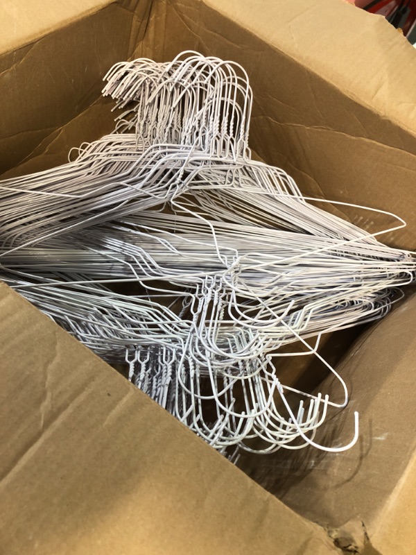 Photo 1 of Wire Hangers in Bulk - 50 White Metal Hangers - 18 Inch Thin Standard Dry Cleaner Coated Steel