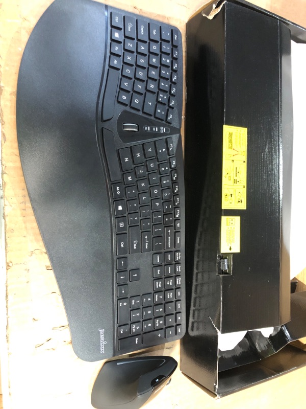 Photo 2 of Perixx Periduo-605, Wireless Ergonomic Split Keyboard and Vertical Mouse Combo, Adjustable Palm Rest and Membrane Low Profile Keys, Black, US English Layout (11633)