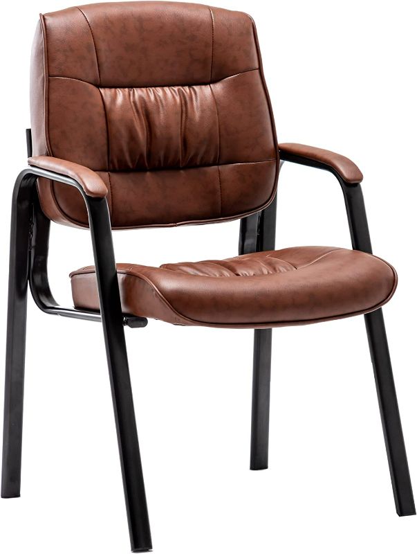 Photo 1 of BTEXPERT Brown Leather Office Executive Waiting Room Guest Reception Side Conference Chair