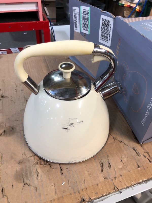 Photo 3 of * DAMAGED * 
Tea Kettle Stovetop, 3.17Quart Modern Whistling Tea Kettle - Surgical 5 Layer Stainless Steel Teakettle Teapot with Cool Touch Ergonomic Handle Teapot - Pot For Stove Top (silver handle)