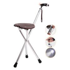Photo 1 of  Portable Adjustable Folding Walking Cane with Seat Allows Durability While Walking and Convenience for Sitting