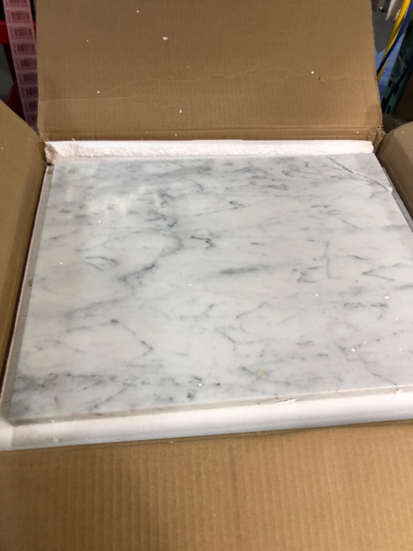 Photo 3 of * DAMAGED * 
JESSILIN HOME Marble Cheese Pastry Board 20" x 16", Marble Cutting Board, Marble Serving Tray for Pastries, Bread, Pizza, Carrara White