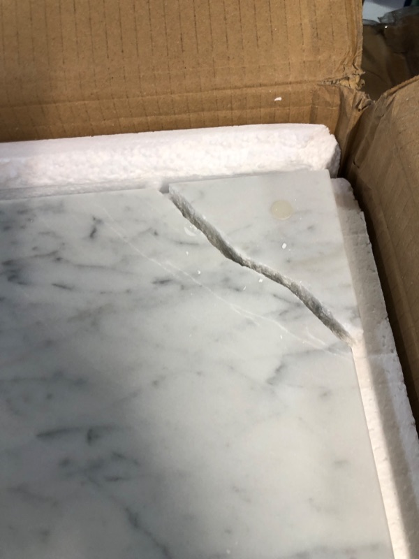 Photo 2 of * DAMAGED * 
JESSILIN HOME Marble Cheese Pastry Board 20" x 16", Marble Cutting Board, Marble Serving Tray for Pastries, Bread, Pizza, Carrara White