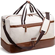 Photo 1 of Celvetch Weekender Bags for Women - 45L Duffle Bag for Travel Canvas Carry On Duffel Bag Overnight Bag with Shoe Compartment - Beige