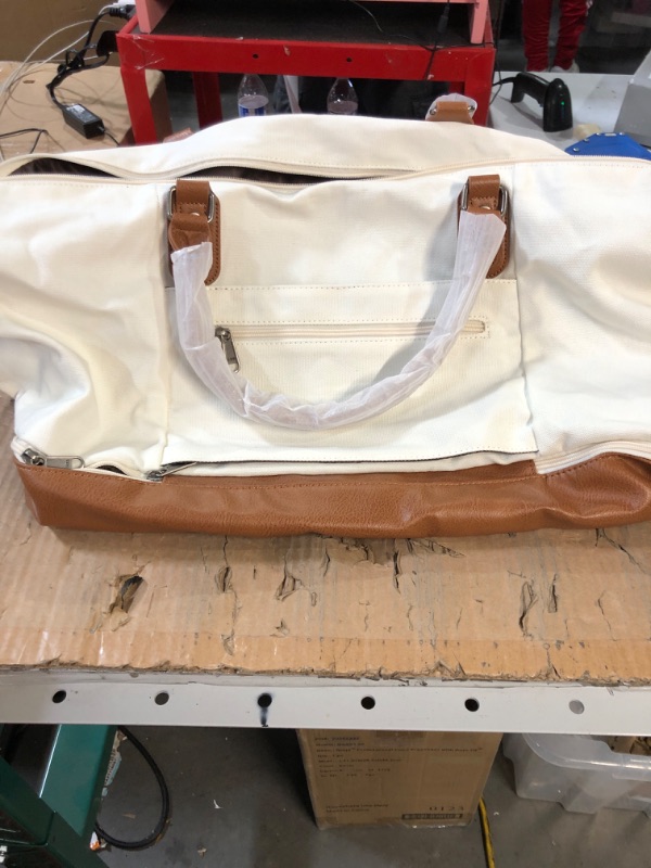 Photo 1 of Celvetch Weekender Bags for Women - 45L Duffle Bag for Travel Canvas Carry On Duffel Bag Overnight Bag with Shoe Compartment - Beige
