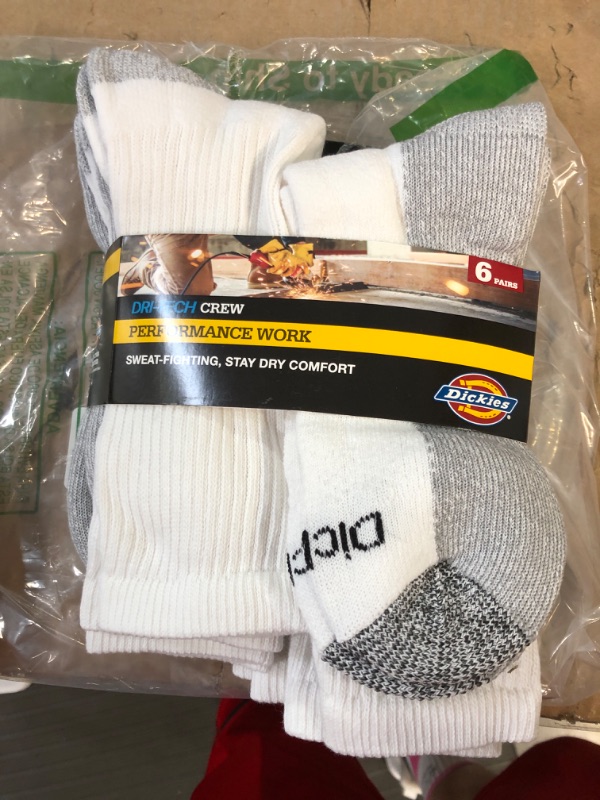 Photo 2 of [brand new] Dickies Dickies Men's Dri-Tech Work Crew Socks One Size White/Grey 10-13 Sock/6-12 Shoe