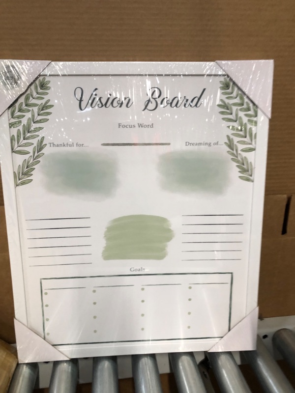 Photo 2 of Dry Erase Vision Board - Framed Dream Vision Board Wall Planner with Beautiful Watercolor Content Blocks – Use Goal Board Section to Track Goals! This Personal Whiteboard Planner is 17.5"x21"