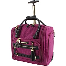 Photo 1 of Steve Madden Designer 15 Inch Carry on Suitcase- Small Weekender Overnight Business Travel Luggage- Lightweight 2- Rolling Spinner Wheels Under Seat Bag for Women (Peek-A-Boo Purple)