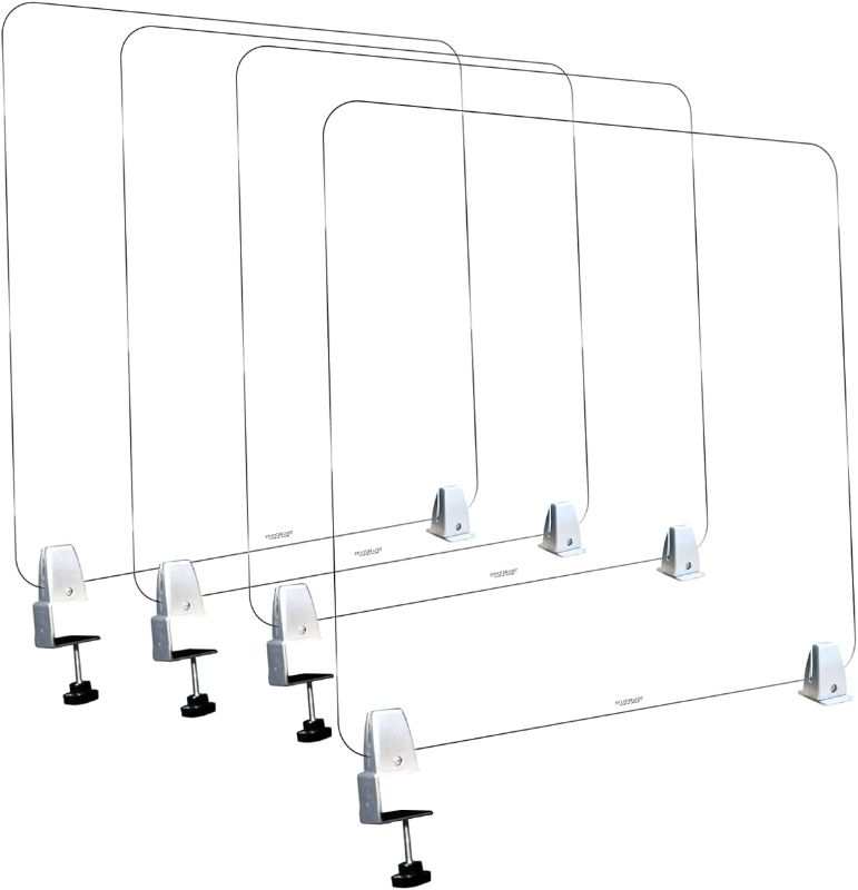 Photo 1 of 4 Pack - Desk Divider Office Partitions - Crystal Clear Acrylic Plexiglass, 22x22 inches