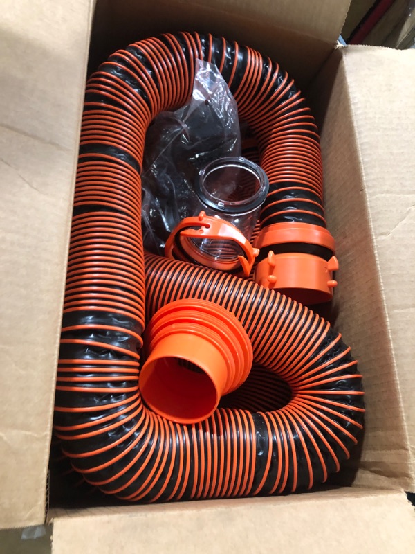 Photo 2 of Camco RhinoEXTREME 20ft RV Sewer Hose Kit, Includes Swivel Fitting and Translucent Elbow with 4-In-1 Dump Station Fitting, Crush Resistant, Storage Caps Included - 39867