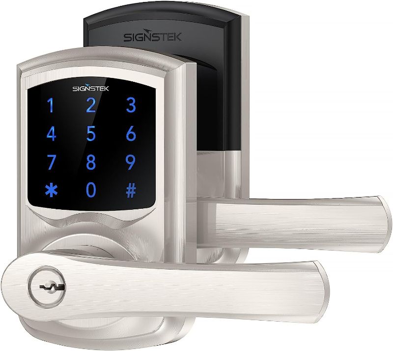 Photo 1 of  Keyless Entry Door Lock,Digital Smart Door Lock for Front Door,Keypad Door Lock with Handle and Security Key,Touchscreen,Easy Installation,Satin Nickel