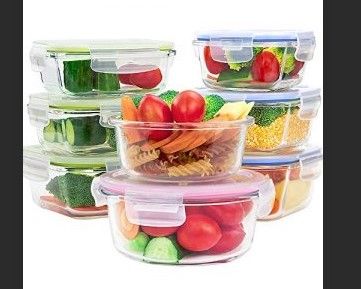 Photo 1 of **STOCK PHOTO FOR REFERENCE ONLY** 
16pcs BPA Free Airtight Lunch Meal Prep Containers – Small and Large Round&Square Soup ...