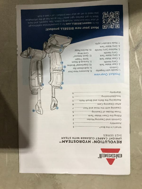 Photo 1 of ***USED - UNTESTED - SEE NOTES***
BISSELL Revolution HydroSteam Pet Carpet Cleaner, 3432