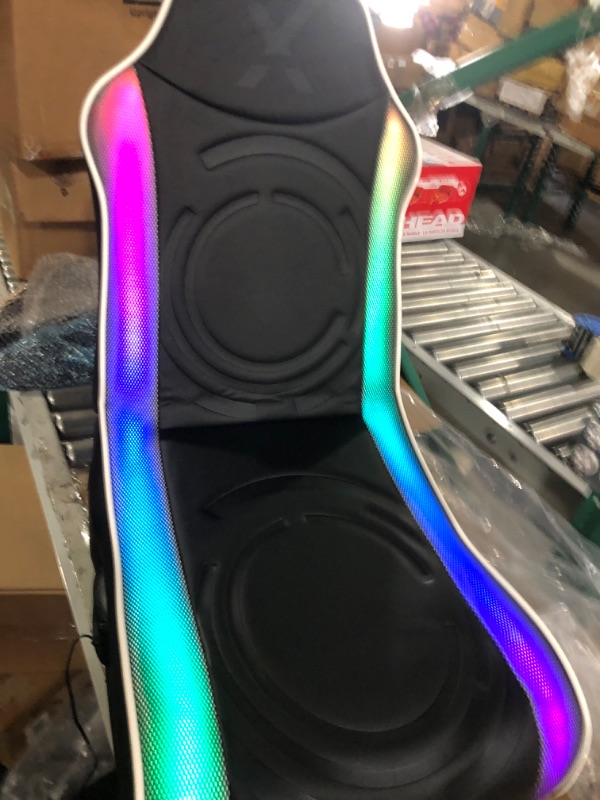 Photo 2 of X Rocker Emerald RGB 2.0 Wired X2 Floor Rocker Gaming Chair with LED Lights, 30.3" x 22.2" x 26.4", Black