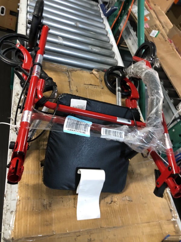 Photo 4 of ***MISSING HARDWARE - SEE NOTES***
Medline Steel Rollator Walker with 8 Inch Wheels, Folding Rolling Walker, Adjustable Arms, Supports 300 lbs, Red