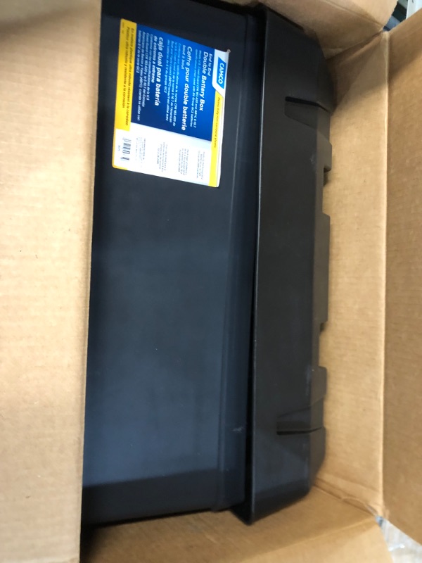 Photo 2 of Camco Heavy Duty Double Battery Box with Straps and Hardware - Group GC2 | Safely Stores RV, Automotive, and Marine Batteries | Measures Inside 21-1/2" x 7-3/8" x 11-3/16" | (55375) Frustration Free Packaging Double Battery Box