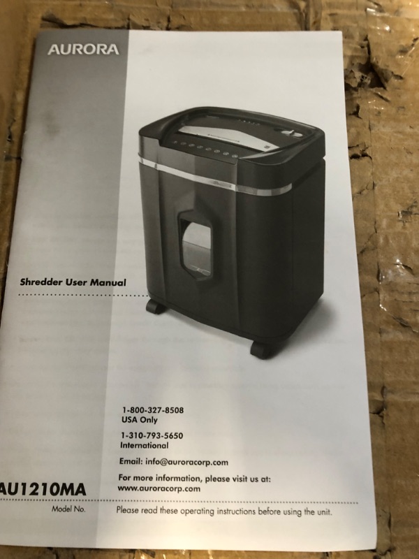 Photo 2 of Aurora AU1210MA Professional Grade High Security 12-Sheet Micro-Cut Paper/ CD and Credit Card/ 60 Minutes Continuous Run Time Shredder