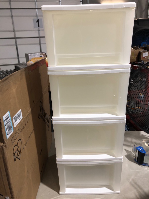 Photo 2 of (MINOR CRACKS) IRIS USA 34 Qt. Stackable Plastic Drawers White