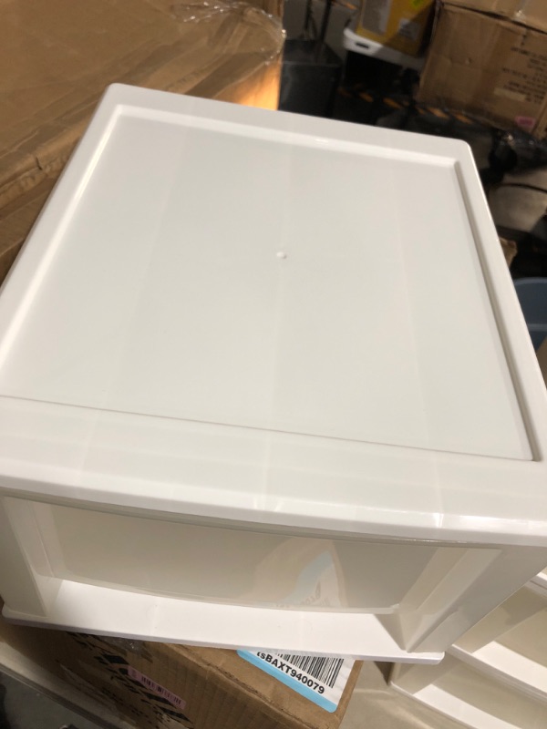 Photo 3 of (MINOR CRACKS) IRIS USA 34 Qt. Stackable Plastic Drawers White