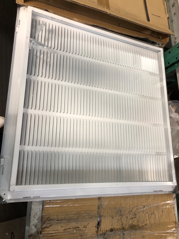 Photo 3 of 25 in. x 25 in. Square Return Air Filter Grille of Steel in White
