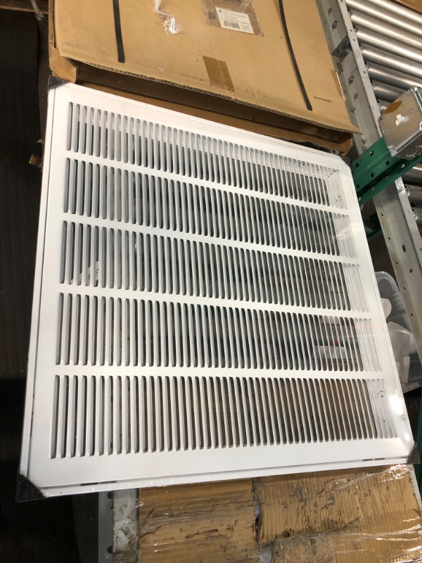 Photo 2 of 25 in. x 25 in. Square Return Air Filter Grille of Steel in White
