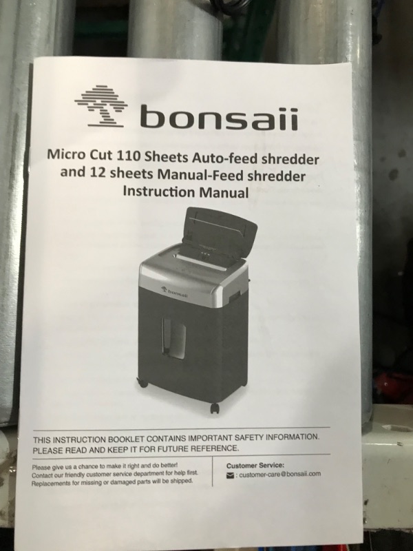 Photo 3 of Bonsaii C233-B 110-Sheet Autofeed Shredder and 24-Pack Lubricant Sheets