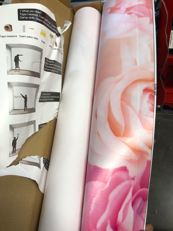 Photo 2 of Bormia Pink Roses Wall Mural 3D Wallpaper for Girl Bedroom Big Flower Floral Mural Wallpaper 