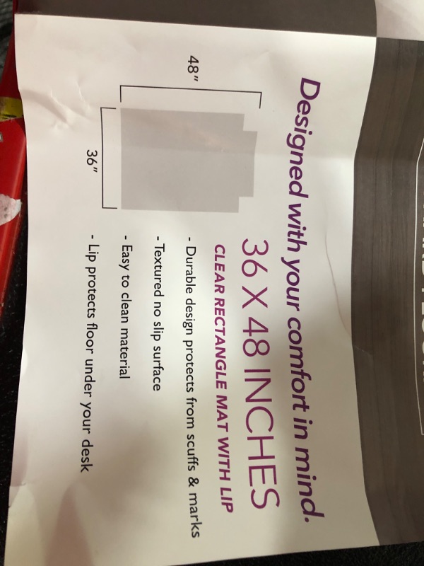 Photo 3 of Ilyapa Office Chair Mat with Lip for Hard Floors 36" x 48" Heavy Duty Clear, PVC Chair Mat for Hardwood and Tile Floors, Protective Floor Mat for Home or Office 36" x 48" w/ Lip