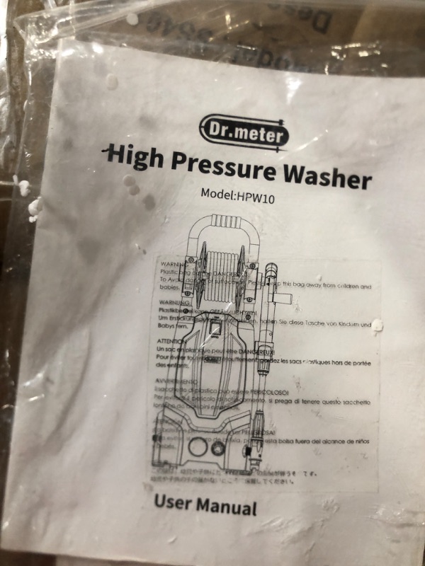 Photo 4 of (PARTS ONLY) Electric Pressure Washer, Dr.meter 2175PSI Power Washer with 10m/32.8ft Water Pipe, 6m/19.7ft Power Cord