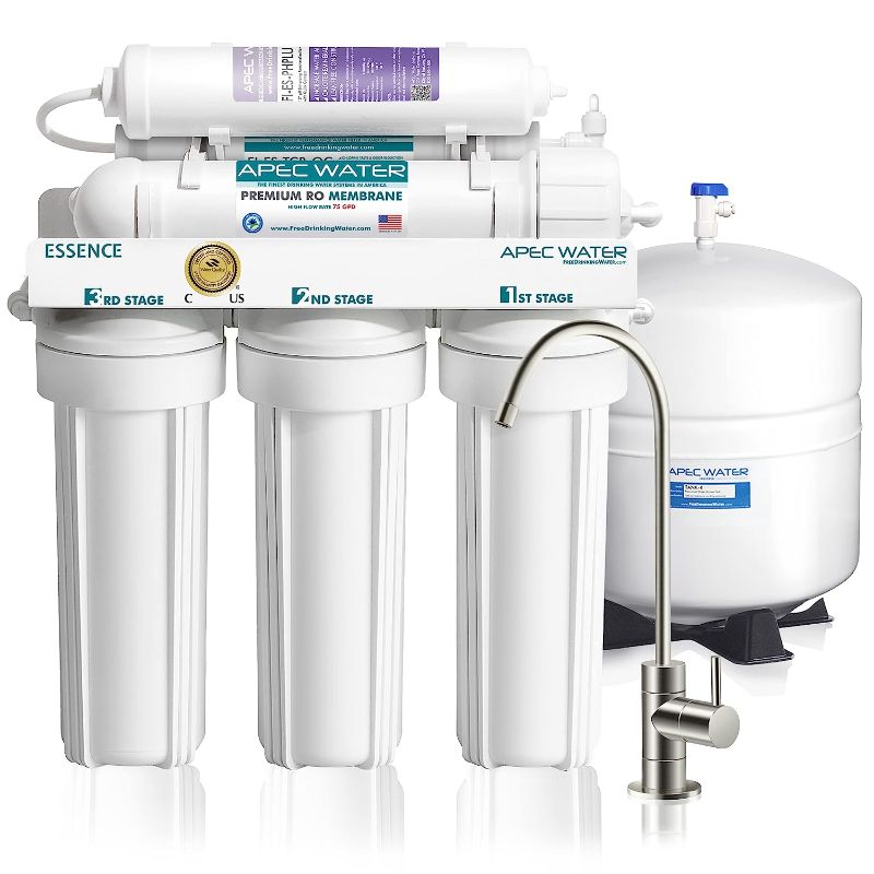 Photo 1 of ***USED****
APEC Top Tier Alkaline Mineral pH+ 75 gpd 6-Stage Ultra Safe Reverse Osmosis Drinking Water Filter System (essence ROES-PH75)