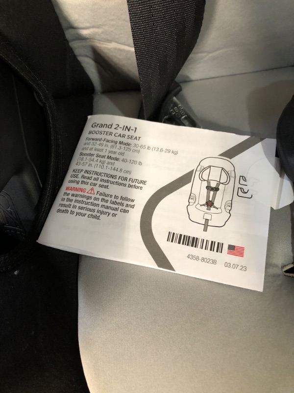 Photo 2 of ****USED****
Safety 1st Grand 2-in-1 Booster Car Seat, Forward-Facing with Harness, 30-65 pounds and Belt-Positioning Booster, 40-120 pounds, Black Sparrow