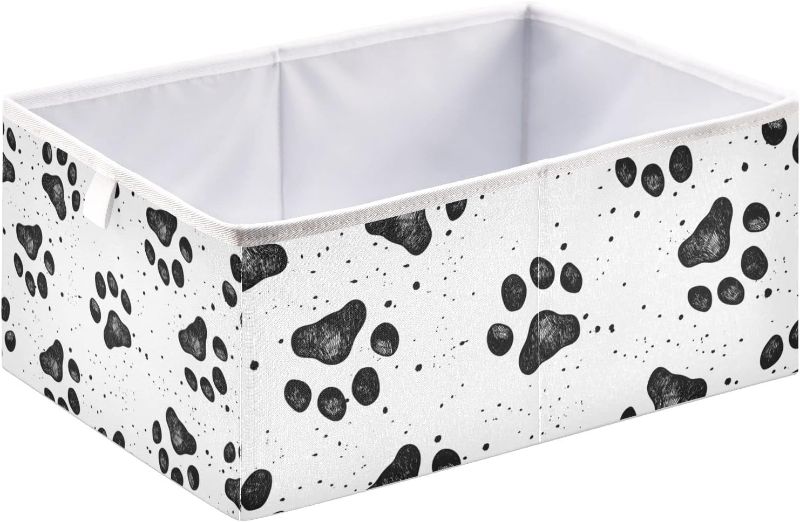 Photo 1 of **SEE PHOTOS**GREY STORAGE BIN WITH DOG PAWS PRINT 