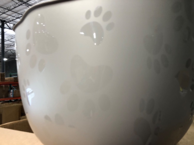 Photo 3 of **SEE PHOTOS**GREY STORAGE BIN WITH DOG PAWS PRINT 