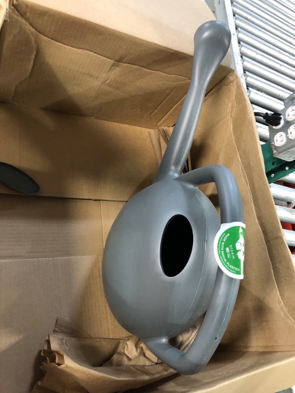 Photo 3 of Bloem Rhino Watering Can: 2 Gallon Capacity - Charcoal - 100% Recycled Plastic Can, Easy Water Spout, One Piece Construction