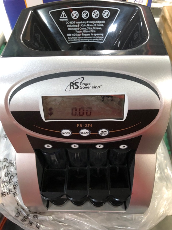 Photo 4 of Royal Sovereign 2 Row Electric Coin Counter/Sorter with Patented Anti-Jam Technology and Digital Counting Display (FS-2N), Black/Silver