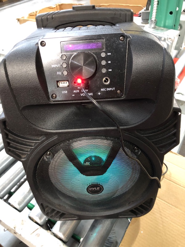 Photo 3 of 400W Portable Bluetooth PA Loudspeaker - 8” Subwoofer System, 4 Ohm/55-20kHz, USB/MP3/FM Radio/ ¼ Mic Inputs, Multi-Color LED Lights, Built-in Rechargeable Battery w/ Remote Control - Pyle PPHP844B