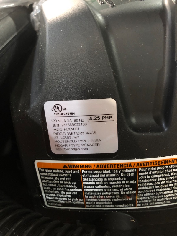 Photo 7 of **Reference photo only**RIDGID 9 Gal. 4.25-Peak HP Wet Dry Vac 