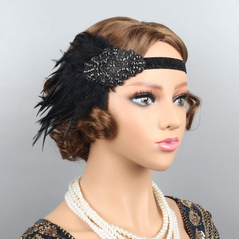 Photo 1 of  1920s Flapper Headband Feather 