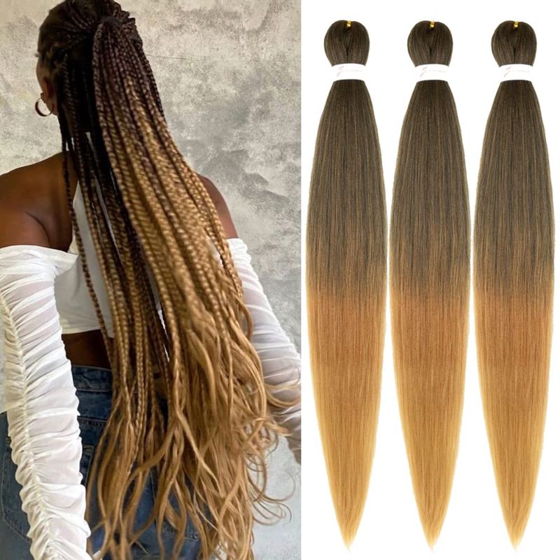 Photo 1 of Ombre Braiding Hair Pre Stretched 30 Inch Brown Braiding Hair 3 Pack 1B-30-27 (See Clerk Notes)