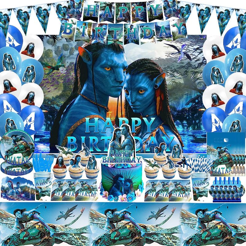 Photo 1 of (STOCK PHOTO REFERENCE ONLY) Avatar Theme Birthday Party Supplies, Avatar 2 Party Decorations 