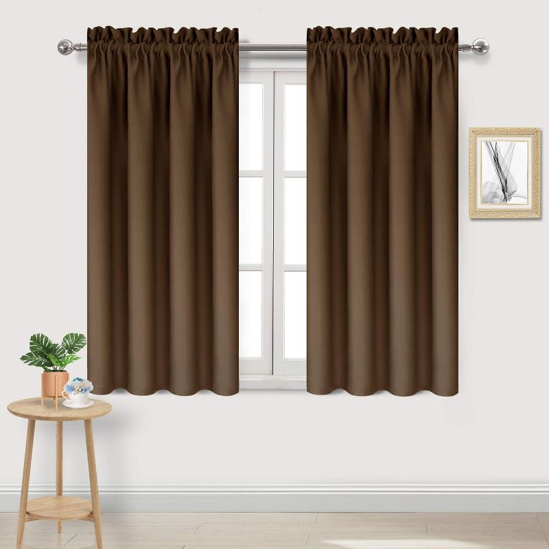 Photo 1 of  Curtains Room Darkening Thermal Insulated Bedroom Curtains Window Treatments, 52 x 108 inches Long, Set of 2 Brown Rod Pocket Drapes