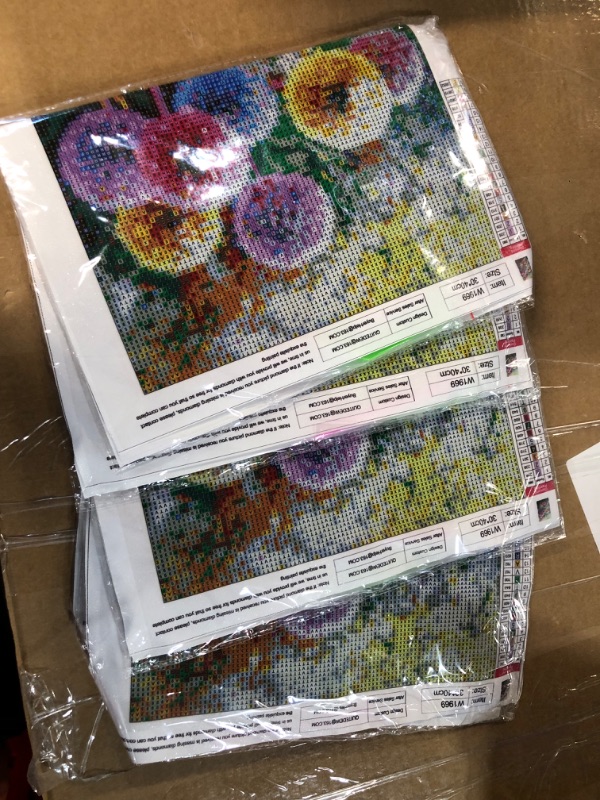 Photo 2 of (4 Pack) Dandelion Diamond Painting Flower, Rainbow 12x16 inch