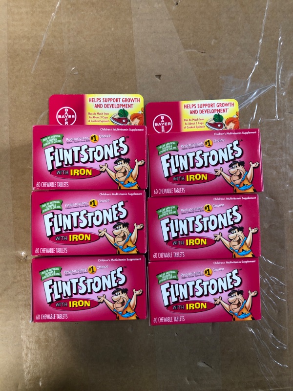 Photo 2 of ***EXPIRES OCT 2023*** Flintstones Chewable Tablets with Iron 60 Tablets (Pack of 6)
