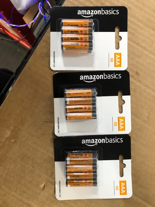 Photo 5 of Amazon Basics 8 Pack AAA High-Performance Alkaline Batteries, 10-Year Shelf Life, Easy to Open Value Pack,8 Count (Pack of 3)