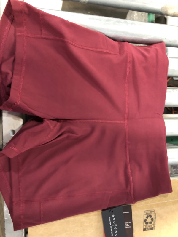 Photo 2 of espidoo Women's High Waist Shorts Side Pockets - large wine red 