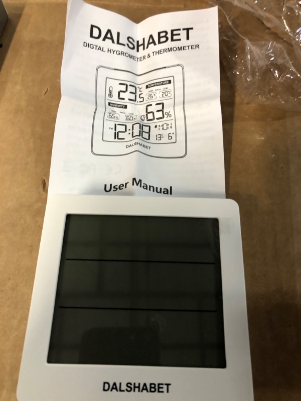 Photo 2 of Humidity Meter Indoor Thermometer Hygrometer with Backlight, Room Humidity Temperature Gauge with 4-Inch Large LCD Display & Accuracy Calibration -- White