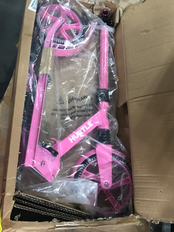 Photo 2 of  (USED/DAMAGED) Folding Adult Kick Scooter with Alloy Anti-Slip Deck Pink